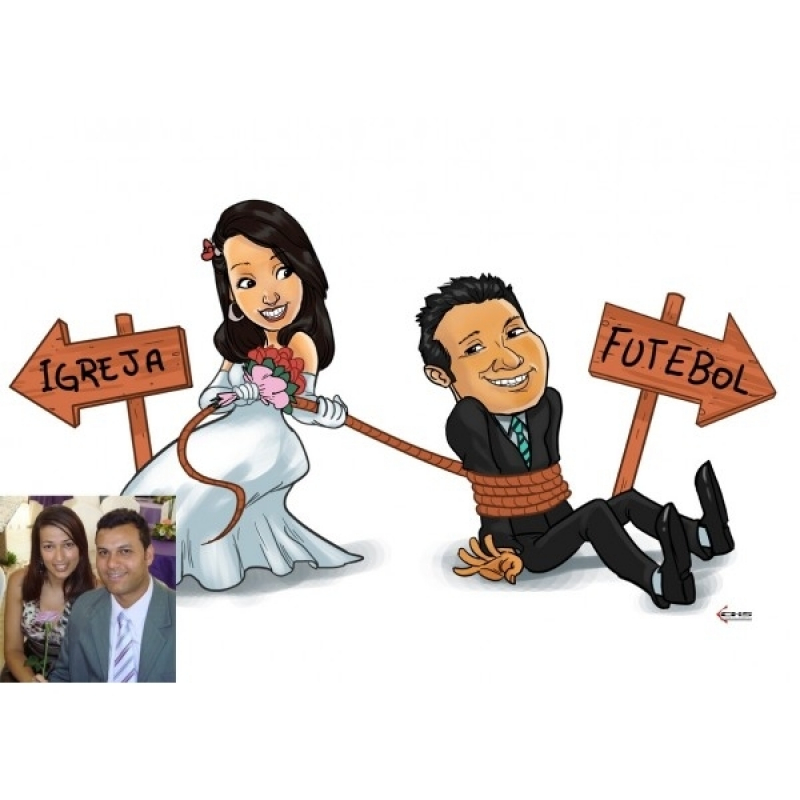 Empresa de Atração de Caricaturas para Casamento Vila Leopoldina - Caneca com Caricatura para Casamento