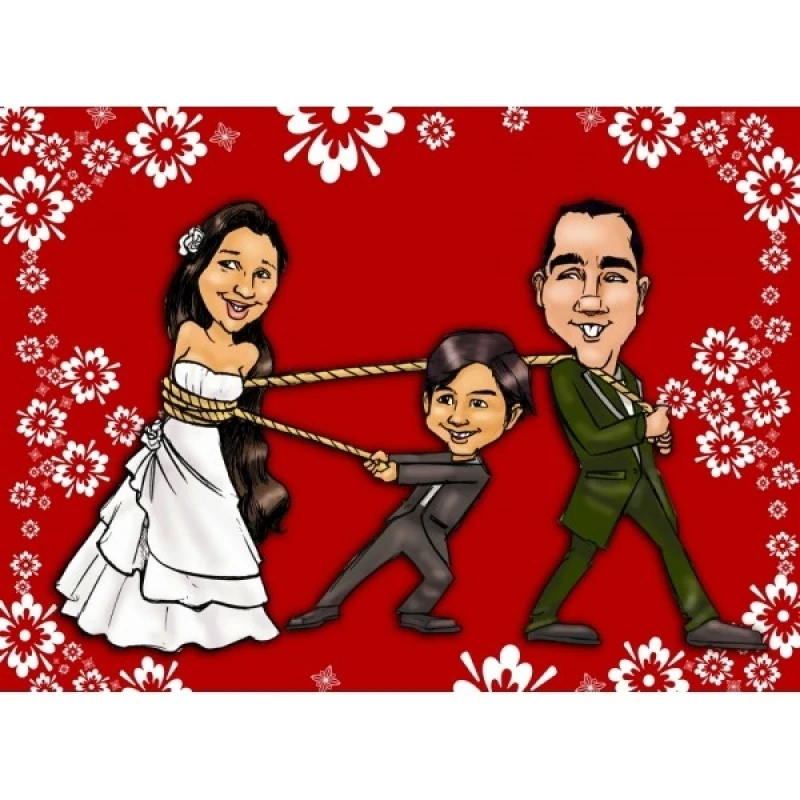 caricatura em camiseta para casamento