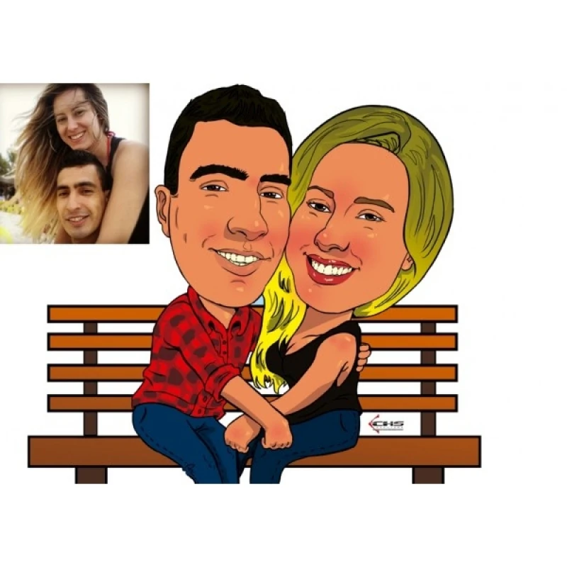 caricatura em caneca para casamento