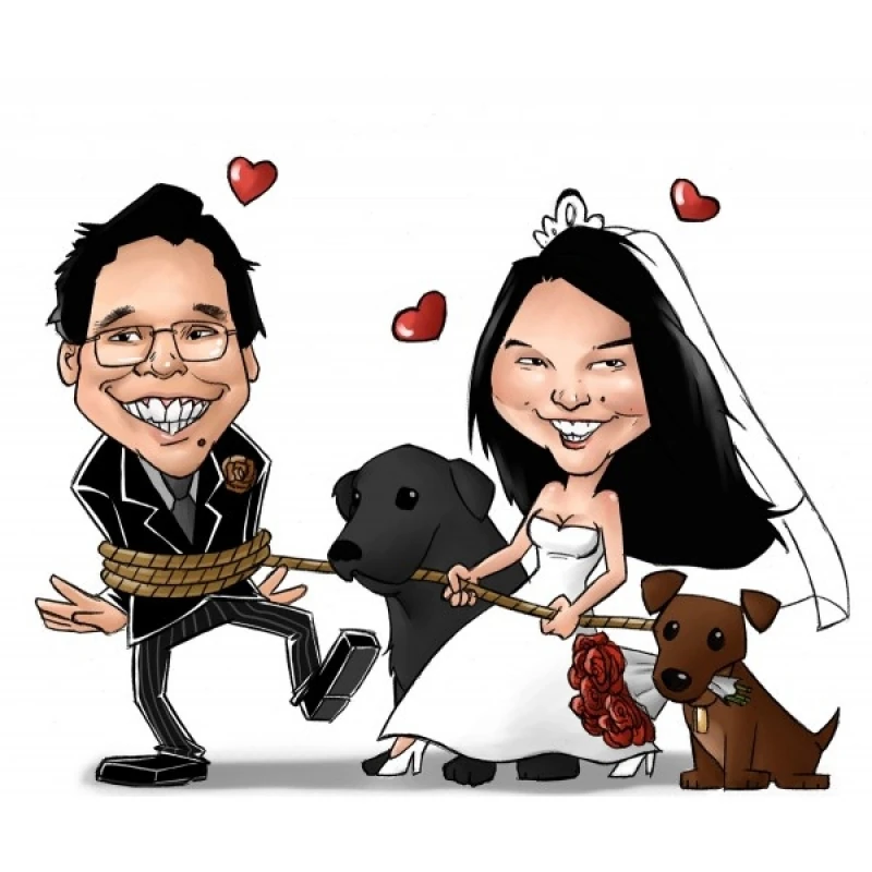 caricatura em casamento